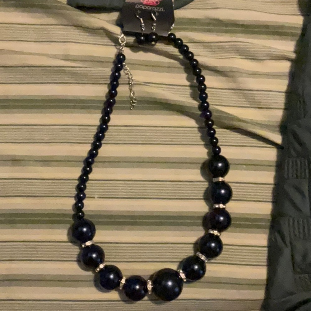 Paparazzi Black Necklace and Earring Set
